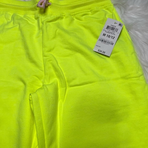 IDEOLOGY girls neon yellow sweatpants with pink string tie. NWT - Picture 3 of 6
